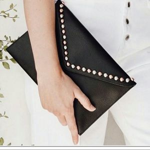 B-Low the Belt Black Vegan Leather Studded Clutch